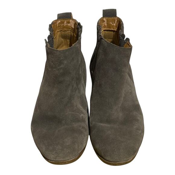 Jack Rogers Suede Chelsea Ankle Boots Women's Size 9 Taupe Stacked Heel Booties - Picture 3 of 8